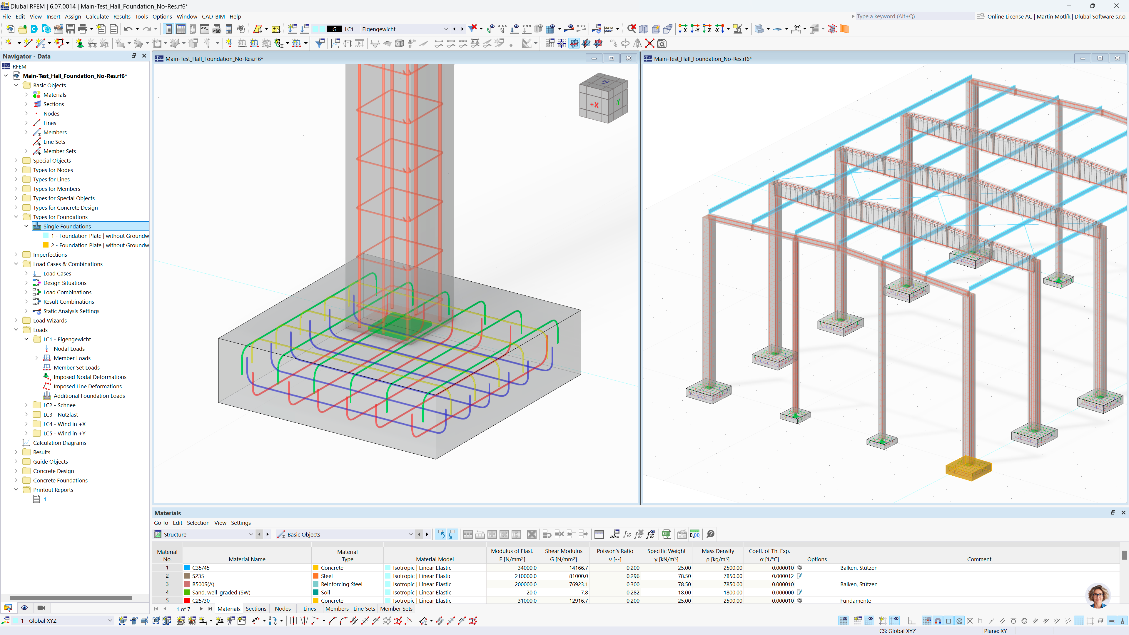 Concrete Hall Structure with Reinforced Concrete Foundations