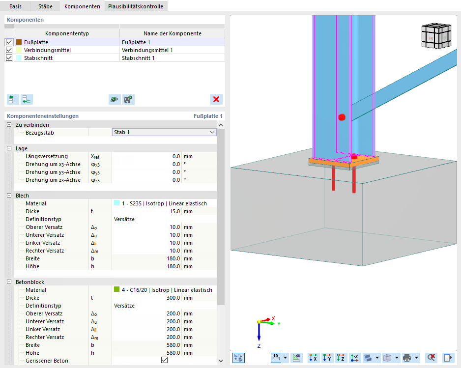 Detailed View of Base Plate in Steel Joints Add-on