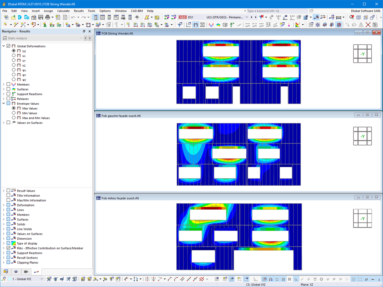 Deformation of Timber Frame Facade in RFEM