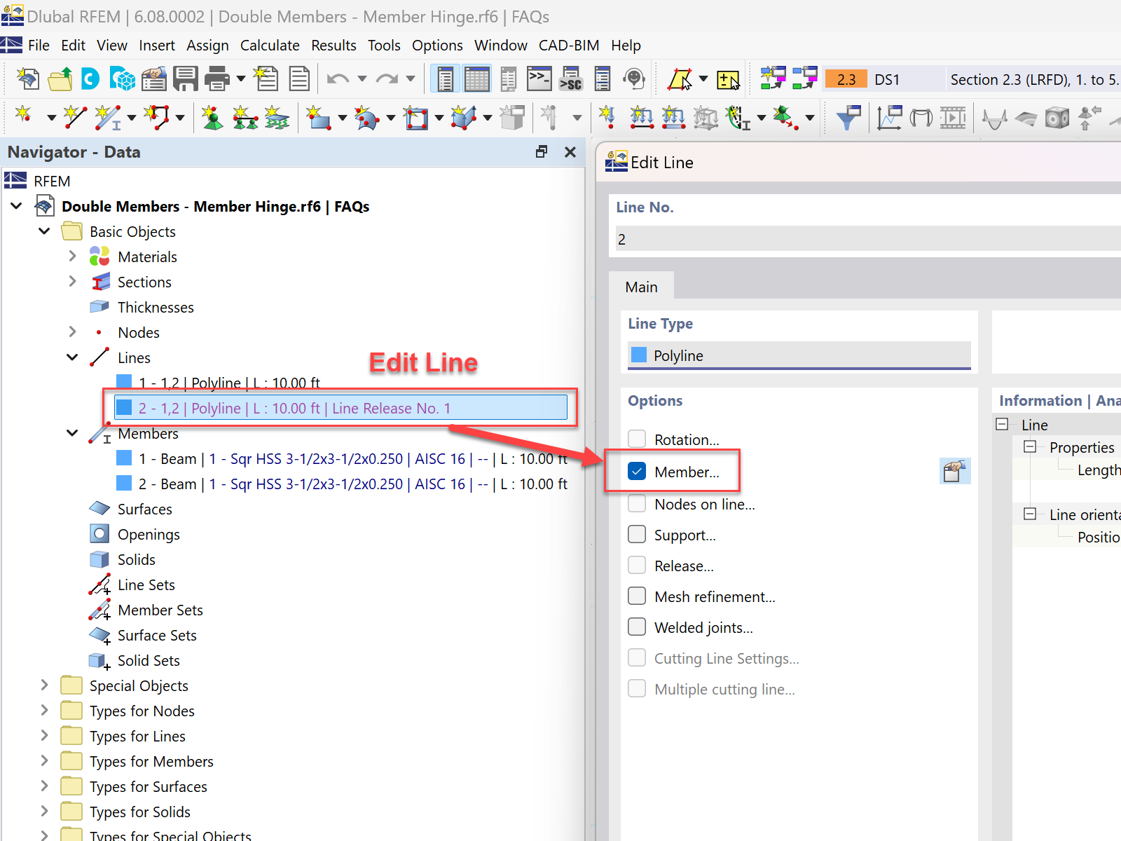 FAQ 005607 | Is it possible to model a double member in RFEM 6?