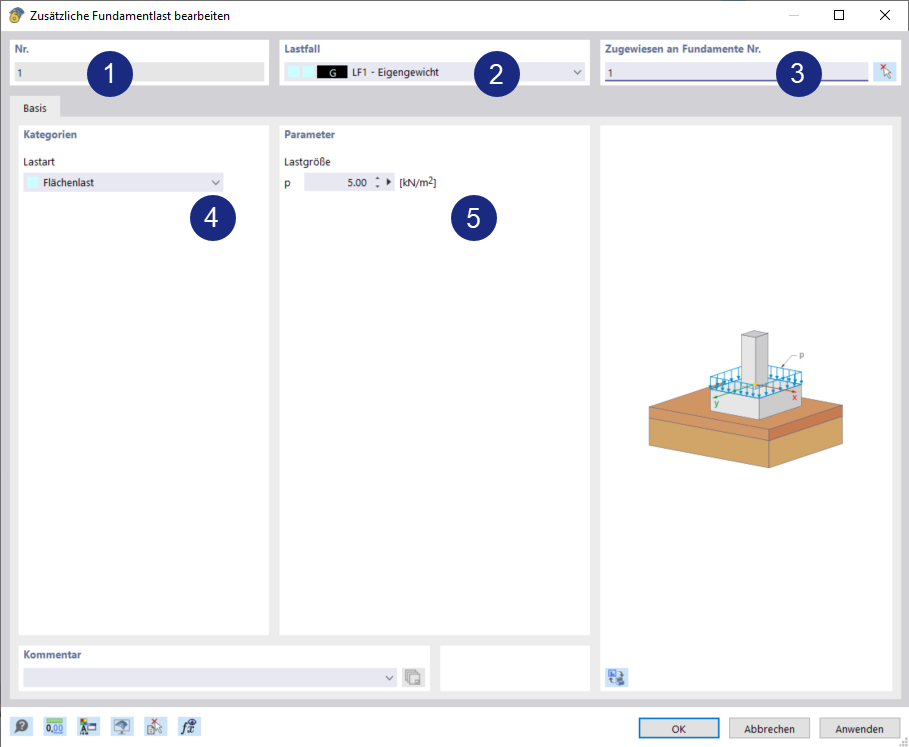 Concrete Foundations | Dialog Box 'Edit Additional Foundation Load'