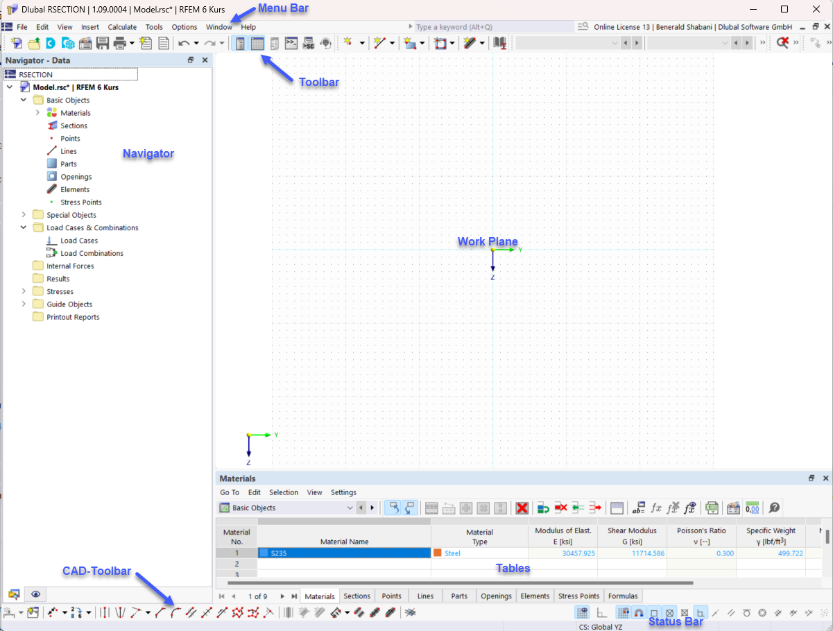 RSECTION User Interface