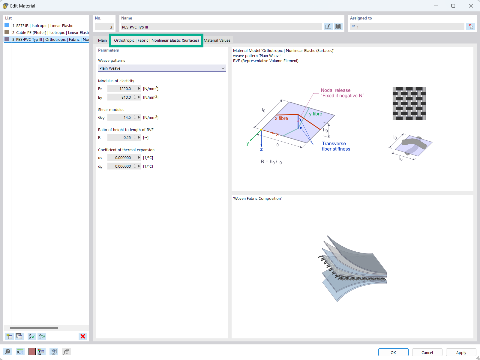 Feature 002905 | RVE Material Model for Woven Materials