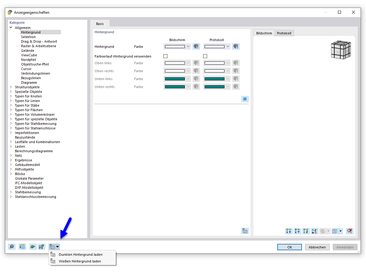 Dialog Box for Changing Background Color in Dlubal Software