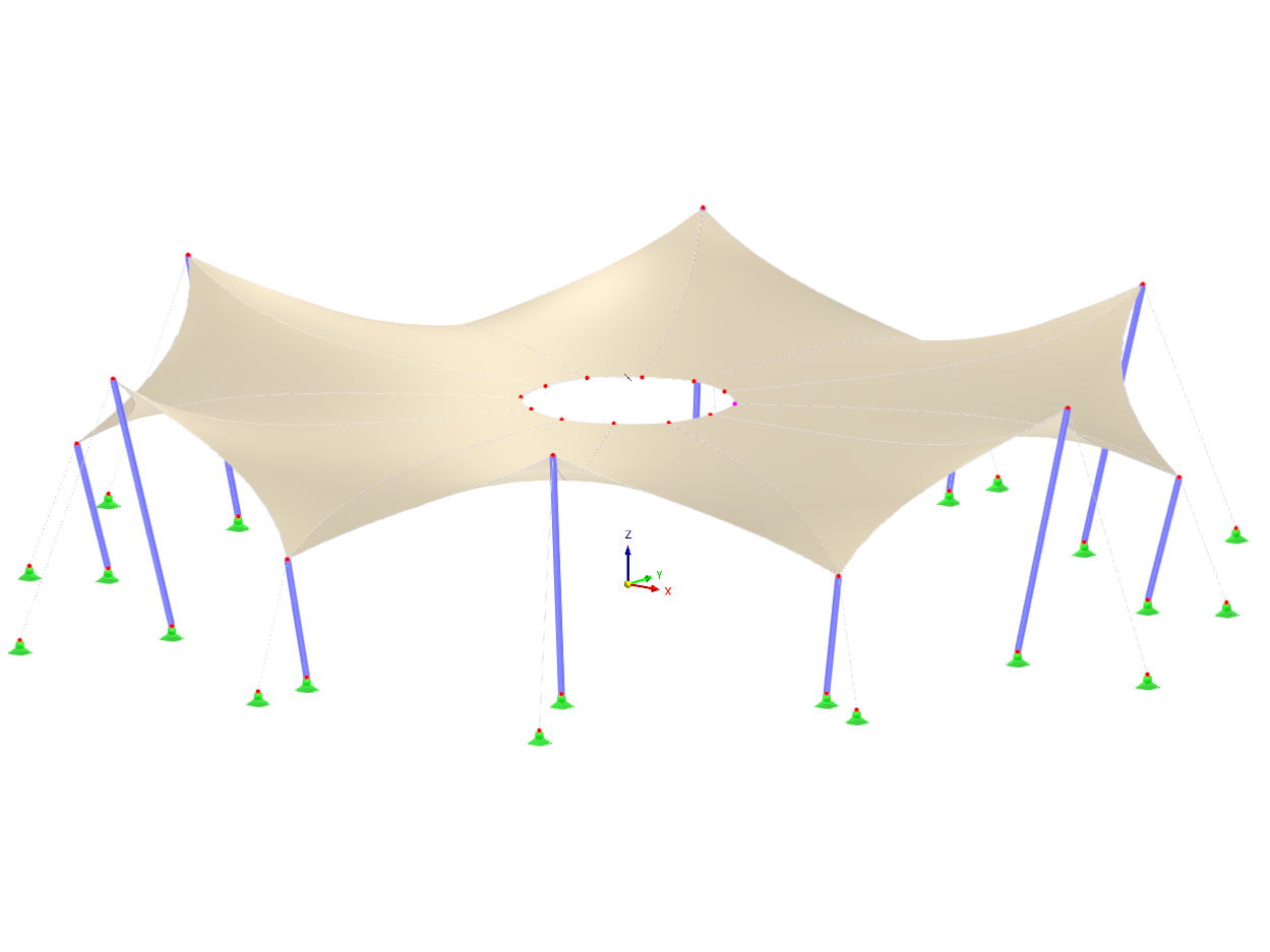 Model 005406 | Form-Finding Fabric Tensile Structure | AISC 360-22