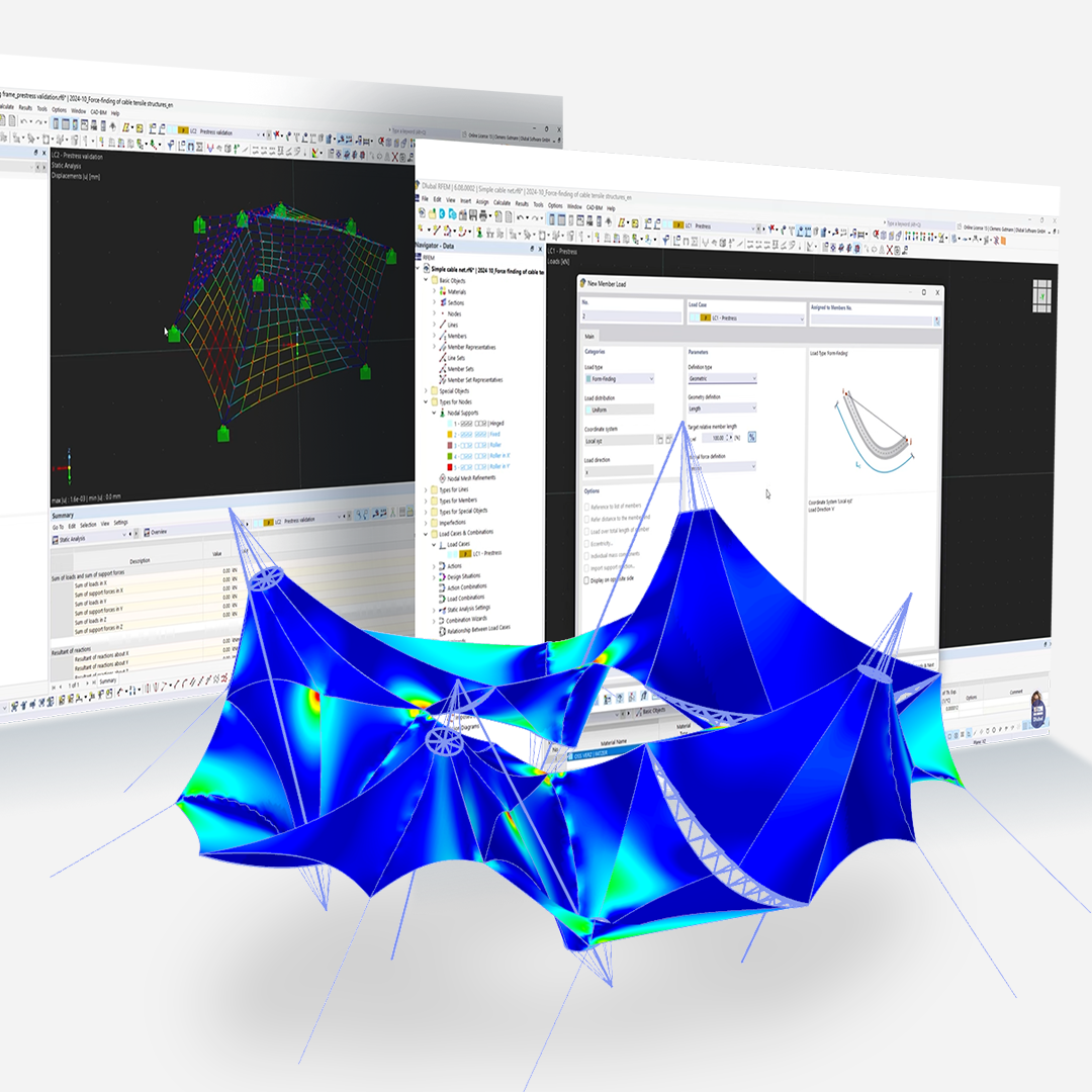 Recorded Webinar | Force Finding of Cable Tensile Structures in RFEM 6