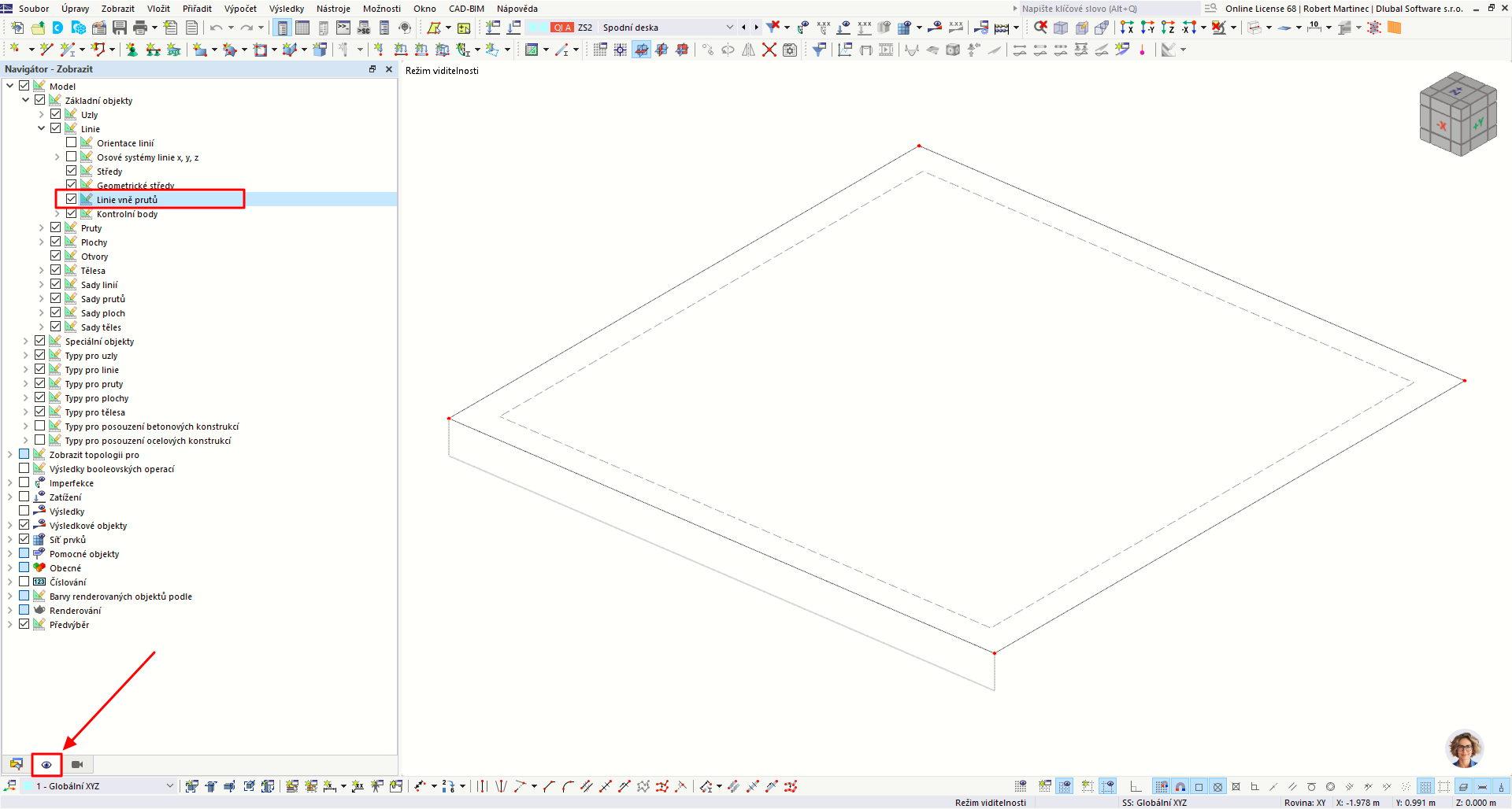 FAQ 005623 | Created model with slab bordered by ribs. When assigning border line of area to rib type member and aligning it to bottom face of area.