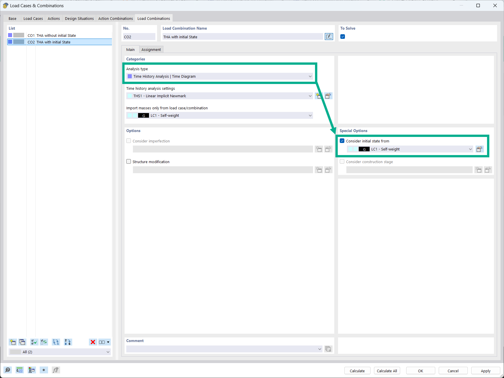 Feature 002917 | Considering Initial States for Time History Analysis