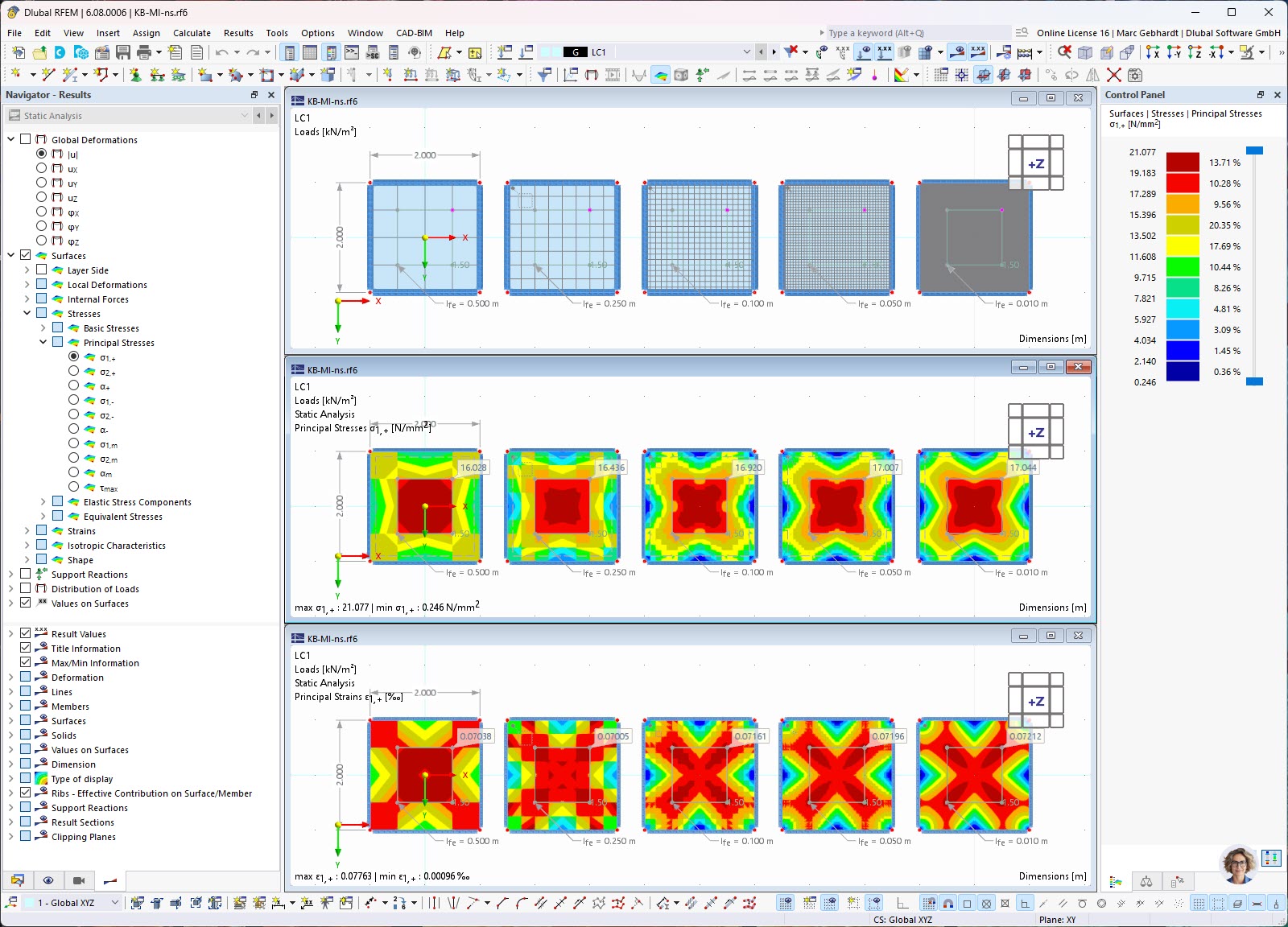 Stress and Strain Distribution on Surface in RSTAB Analysis