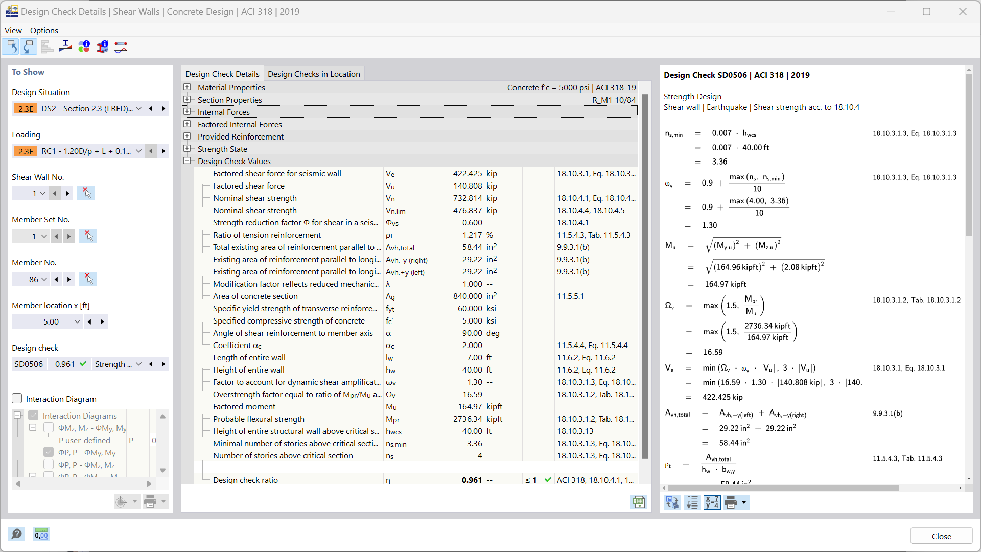 Design check details in structural engineering software