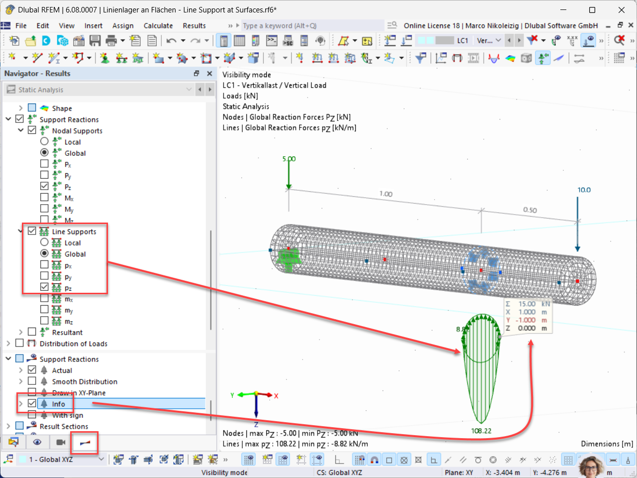 FAQ 005629 | How can I analyze support reactions on line supports of surfaces?
Are the result sections helpful?