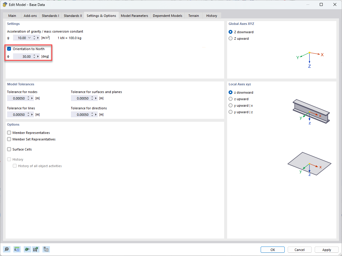 FAQ 005632 | How can I set the alignment to the north and display the north arrow in the graphic?