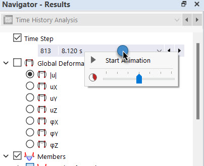 Starting Animation of Time Steps via Shortcut Menu