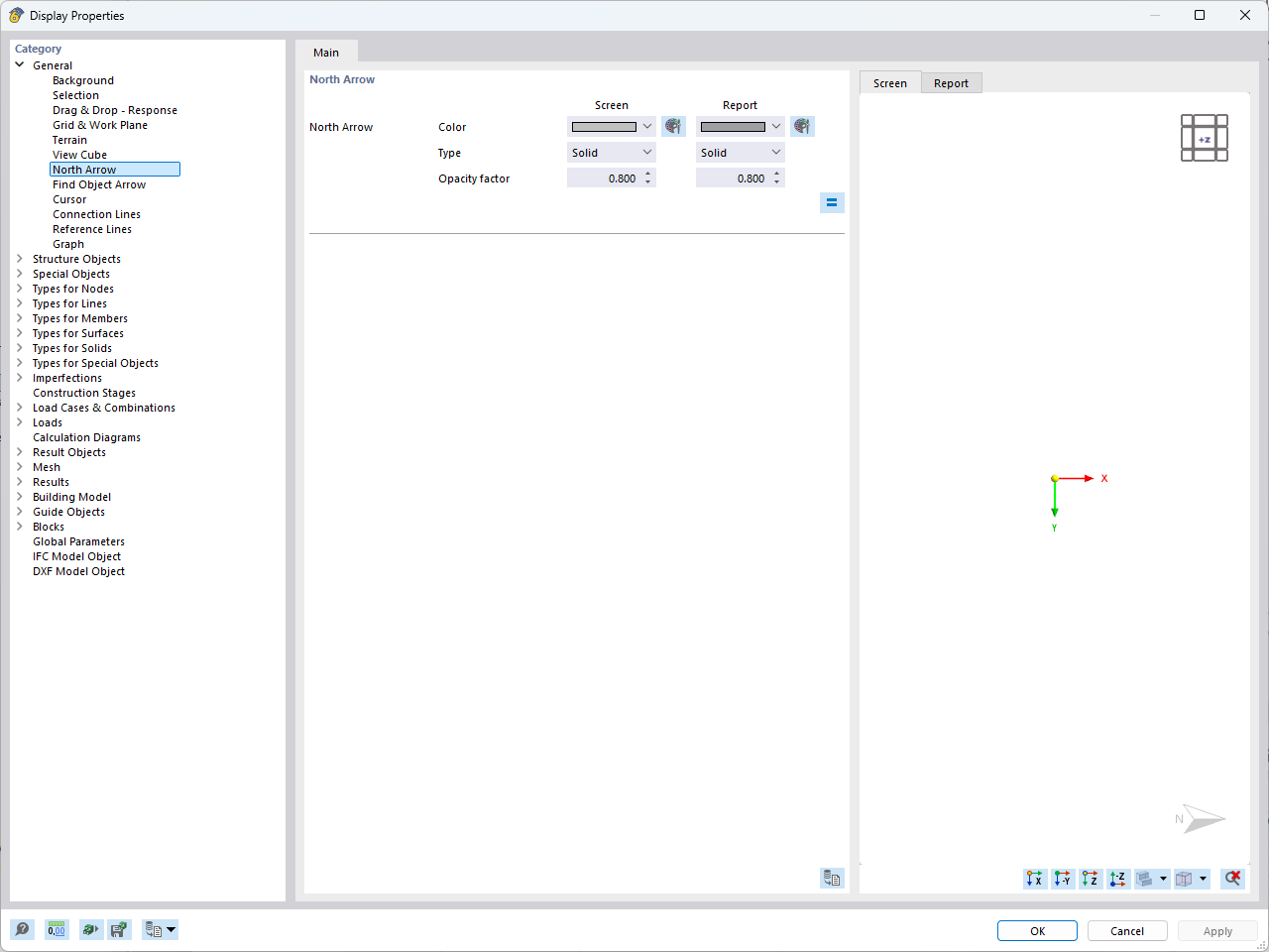 FAQ 005632 | How can I set the alignment to the north and display the north arrow in the graphic?