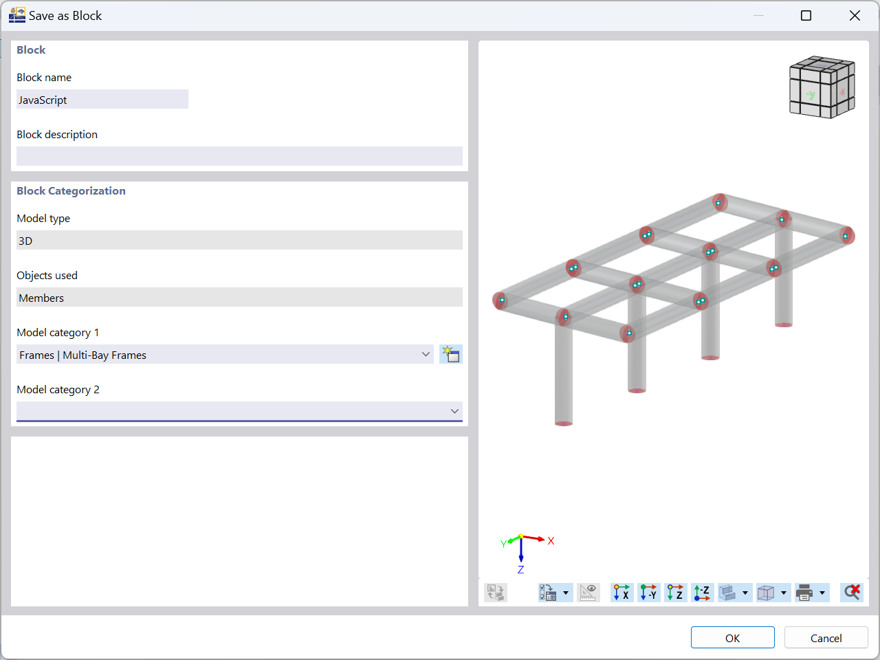 Save as Block dialog box in Dlubal software interface