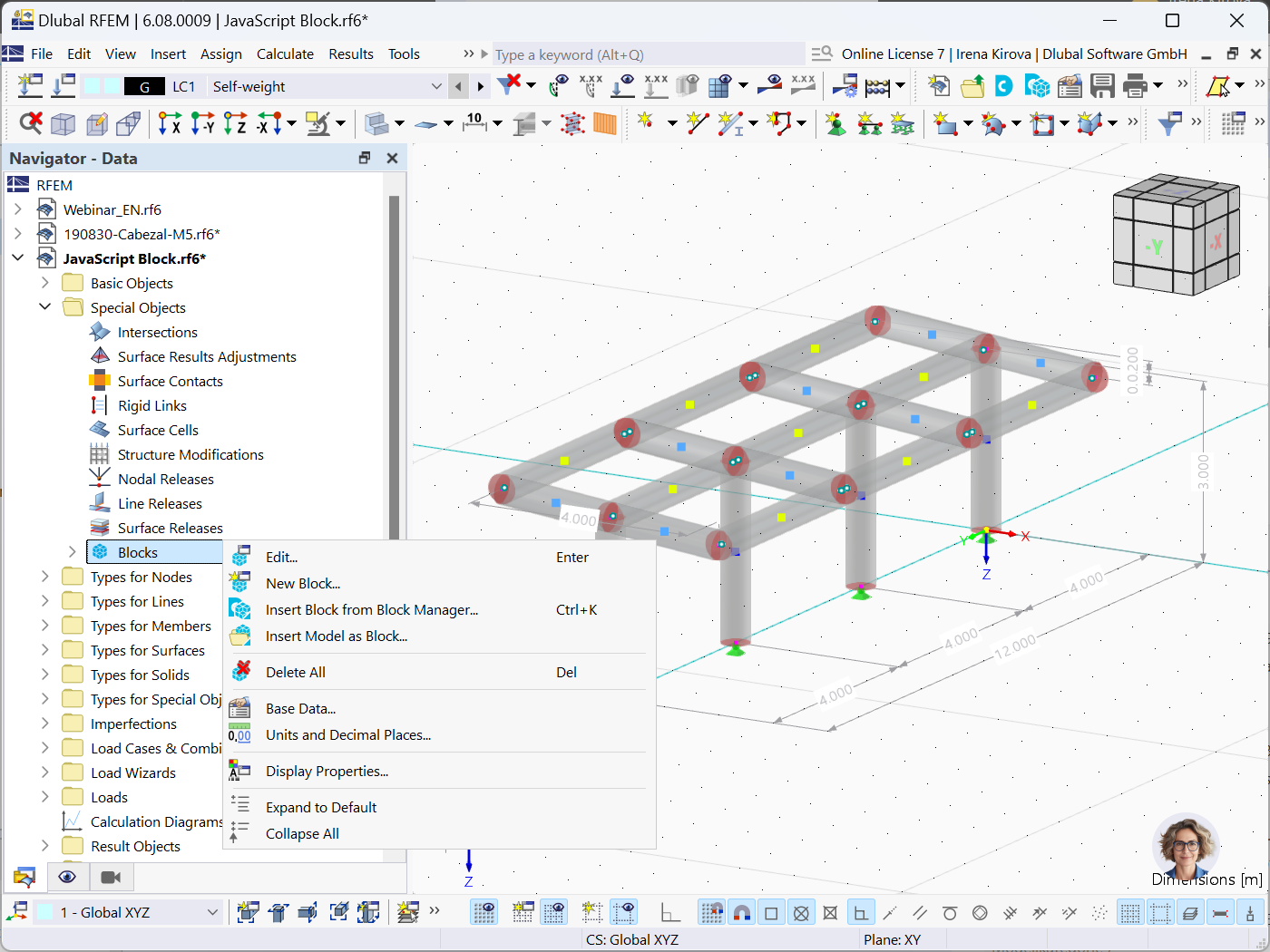 Navigator interface showcasing blocks in engineering software