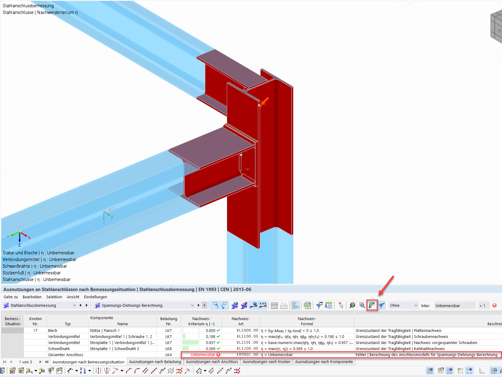 FAQ 005640 | A steel joint in my model is non-designable. How can I get more information to find the cause?