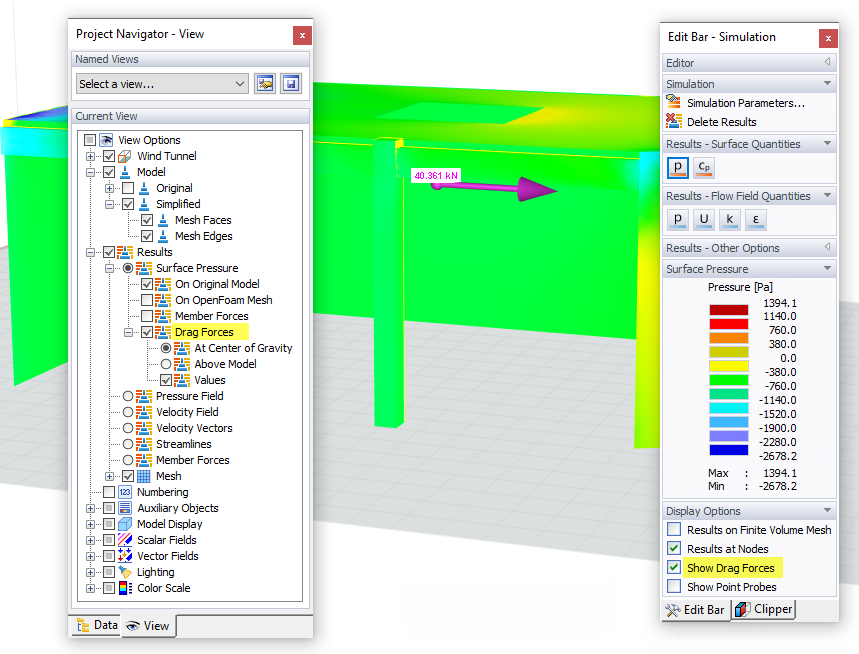 Surface Pressure and Drag Force Analysis Using Dlubal Software