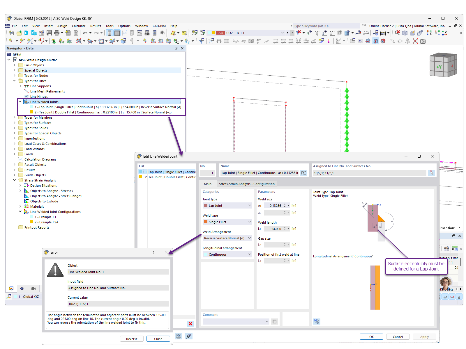 KB 001925 | AISC Fillet Weld Design in RFEM 6