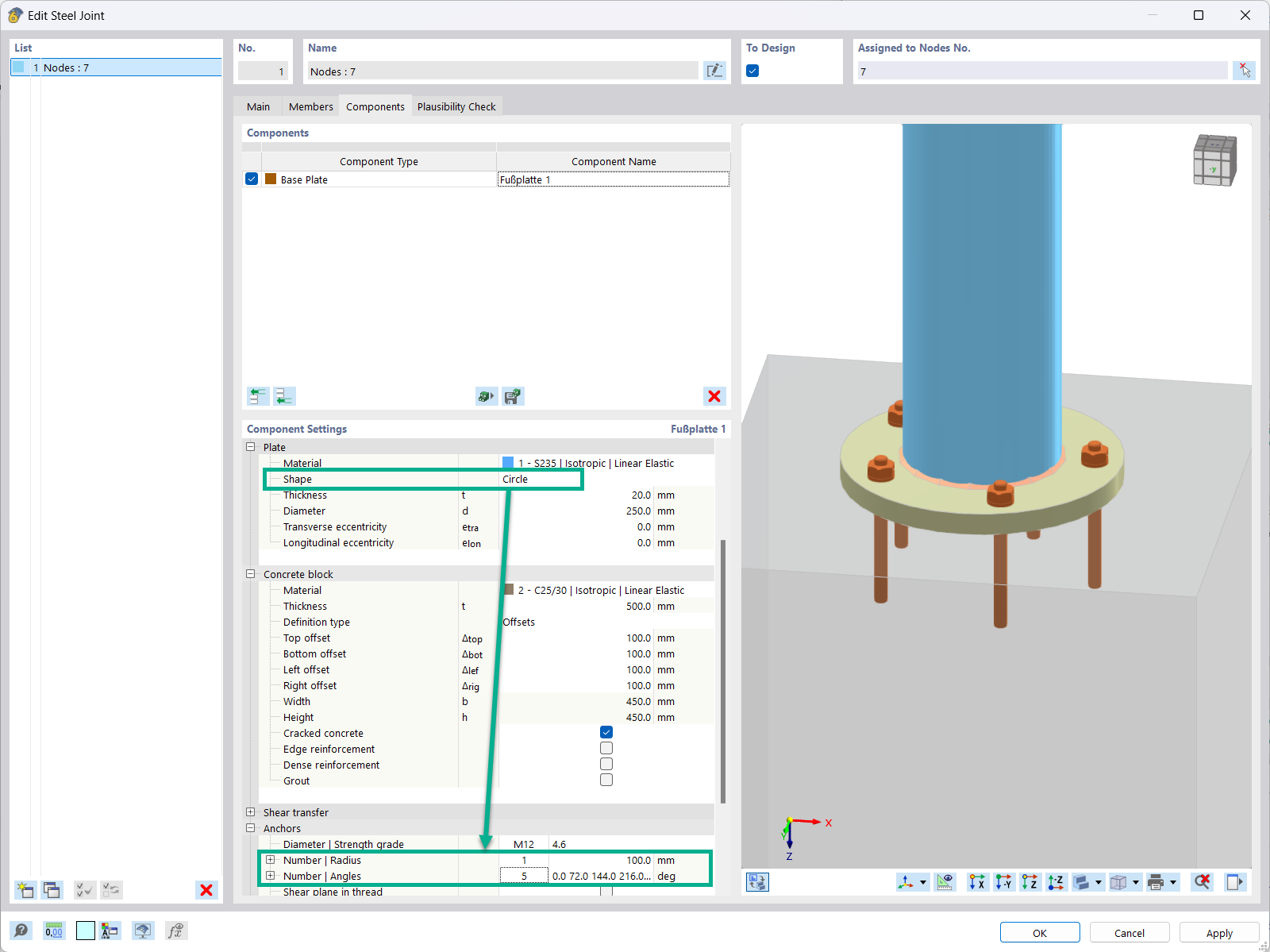 Feature 002924 | Definition of Circular Bolt or Anchor Layouts