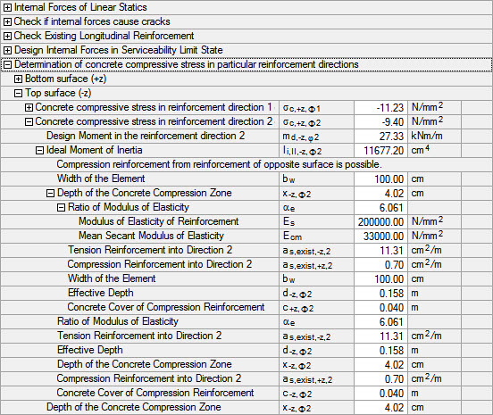 Figure 2.92 Depth of Concrete Compression Zone for Reinforcement Direction 2