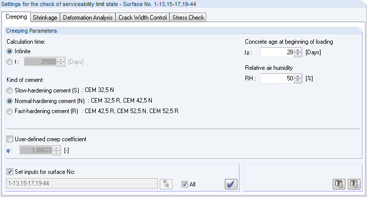 Figure 2.144 Window 1.3 Surfaces, Tab Creep