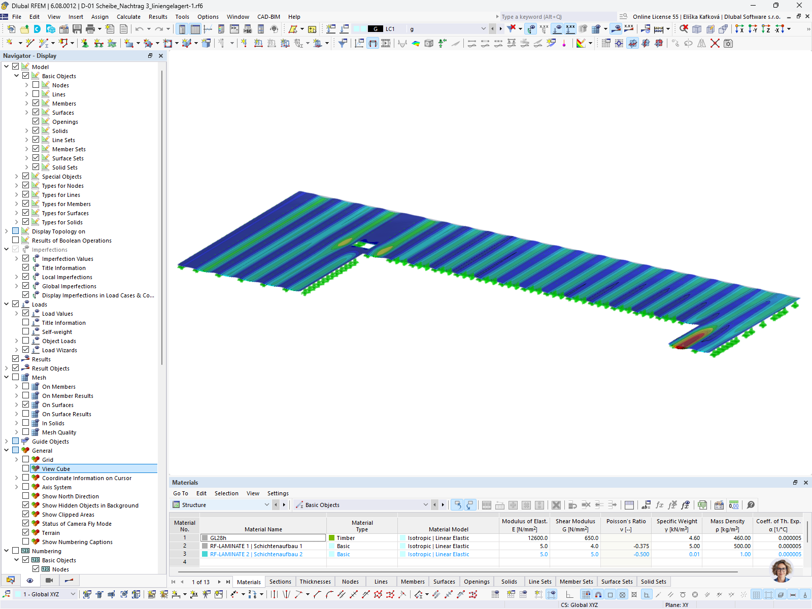 RFEM Model of Cross-Laminated Timber Roof Structure of Vilstalhalle in Vilsbiburg | © BBI INGENIEURE GMBH