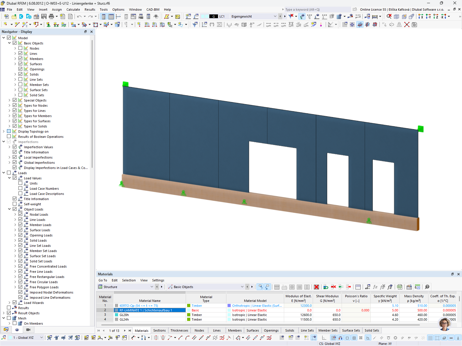 Cross-Laminated Timber Wall Panel in RFEM | © BBI INGENIEURE GMBH