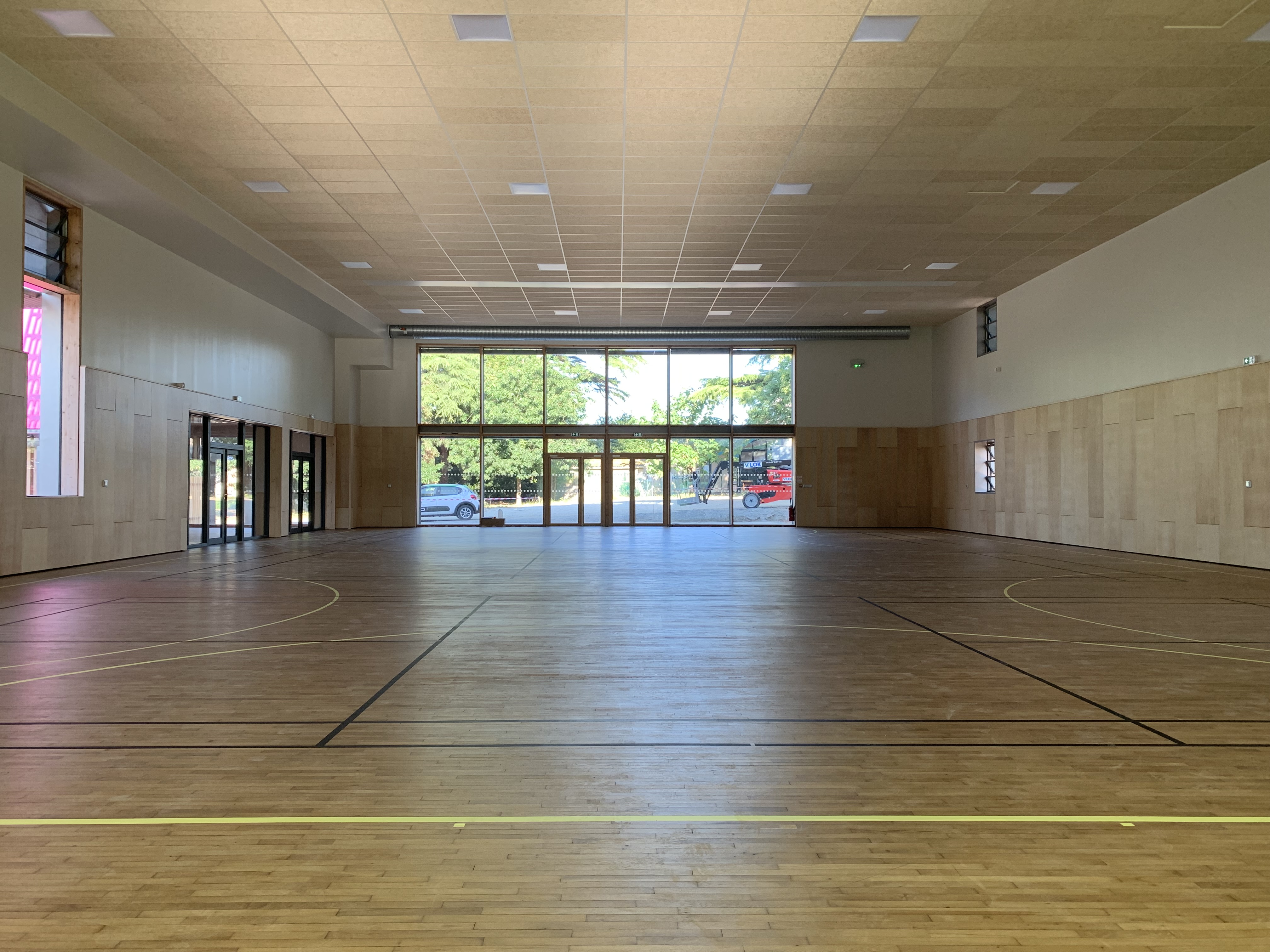 Interior View of New Multipurpose Hall | © LCA Construction Bois