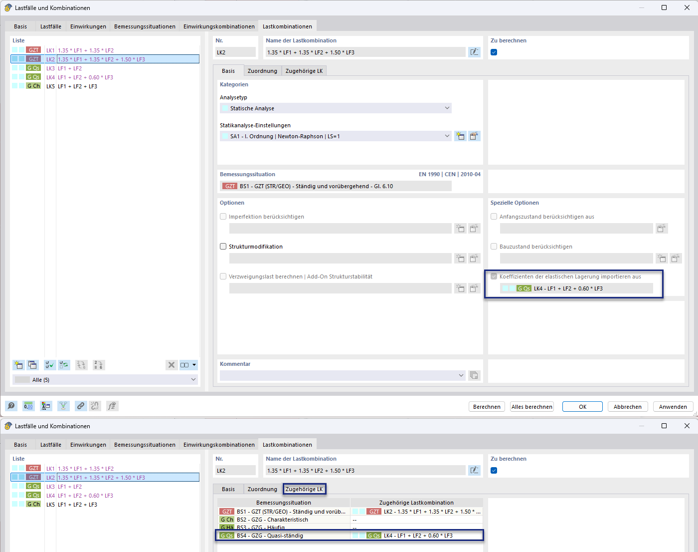 Import of elastic support coefficients | Soil-structure interaction | Foundation coefficients and load combination