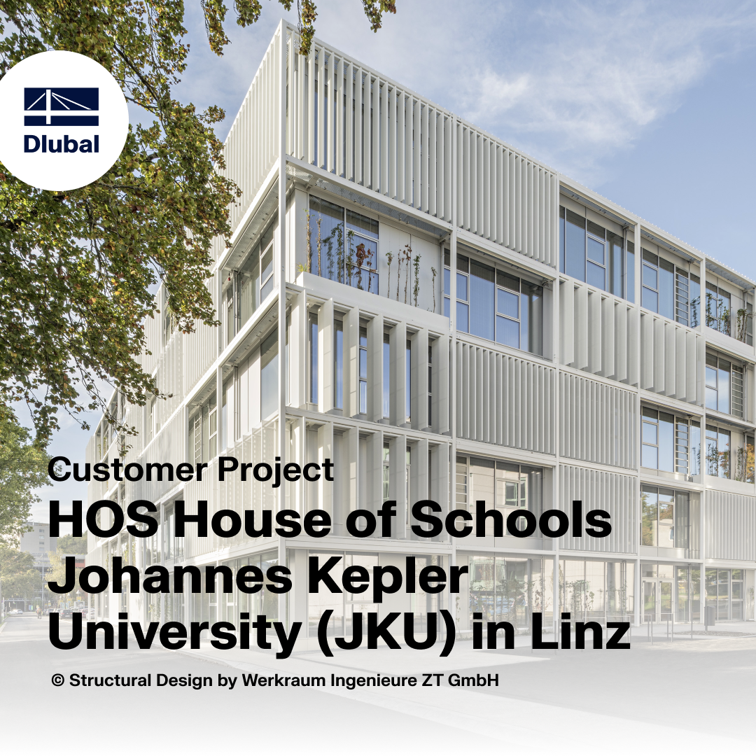 Exterior view of the HOS House of Schools building at Johannes Kepler University in Linz, Austria