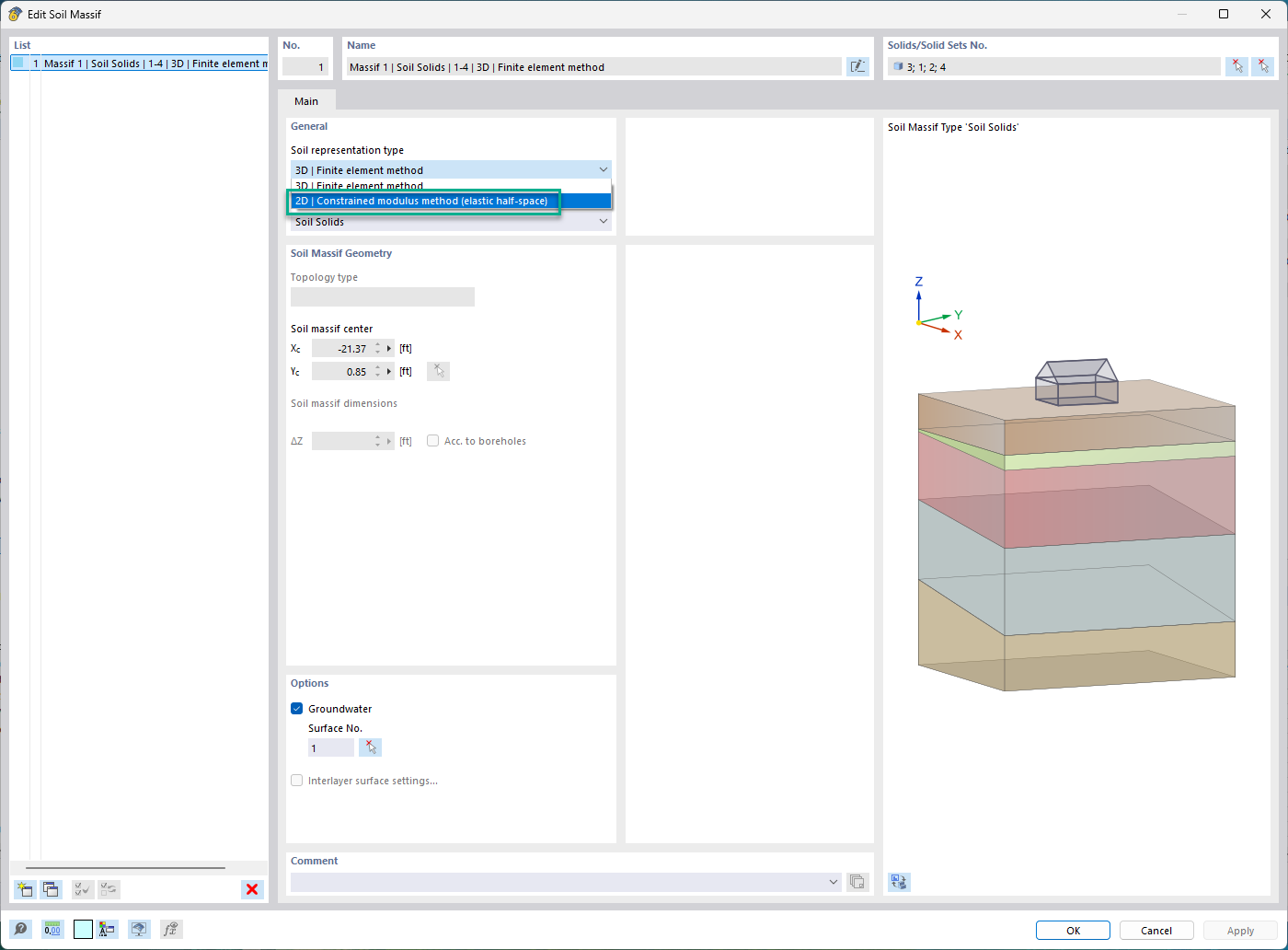 Geotechnical analysis using the stiffness modulus method in construction