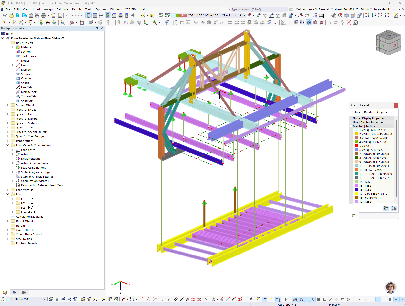 Analysis of the stress-strain curves of a cantilever carriage for structural optimization.