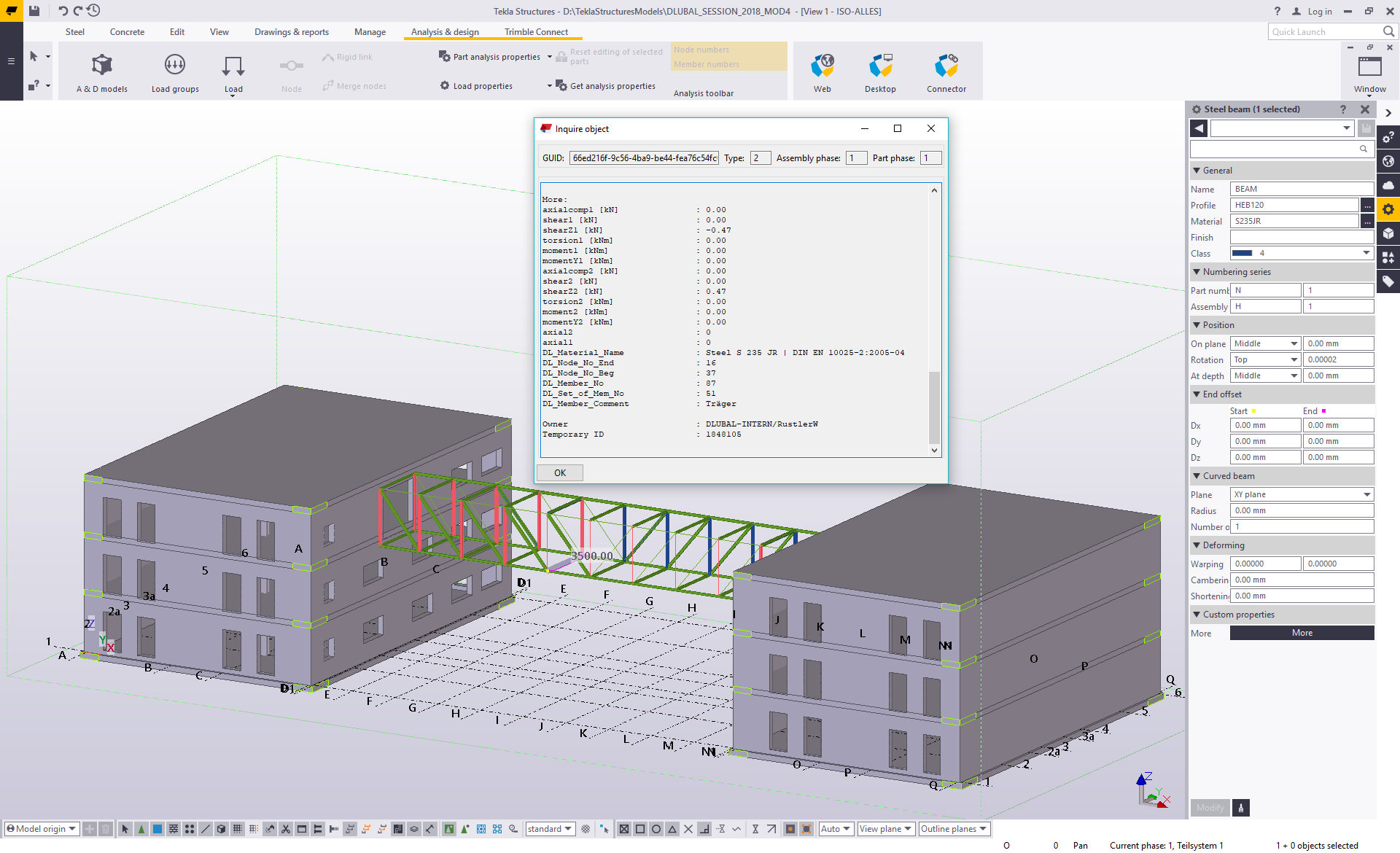 Información del objeto en Tekla Structures