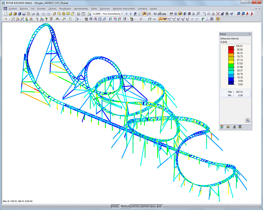 Dragon Flight, montaña rusa voladora del tren X en Ningbo (China) | Diseñado con RSTAB por Maurer Söhne GmbH & Co. KG, Múnich, Alemania | www.maurer-rides.de