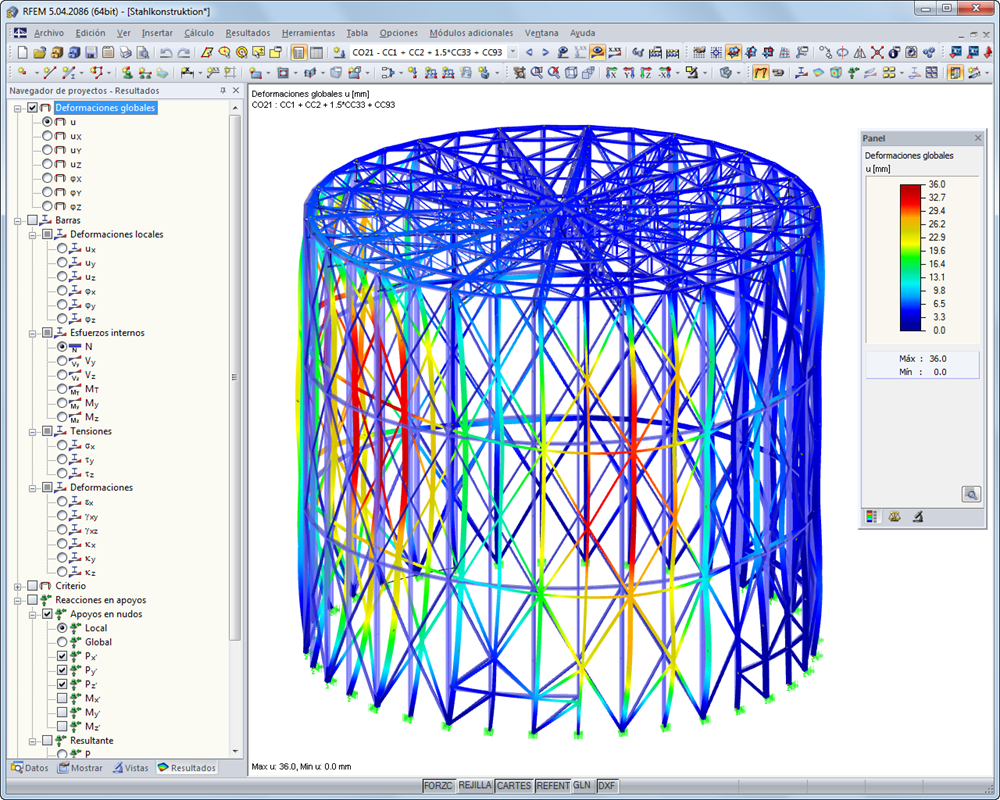 Estructura de acero para panorama de 360 ° | Diseñado con RFEM por Ingenieurbüro Knapp, Gernsbach, Alemania | www.tragwerk-knapp.de e Ingenieurbüro Schnur, Waldmohr, Alemania | www.ib-schnur.de