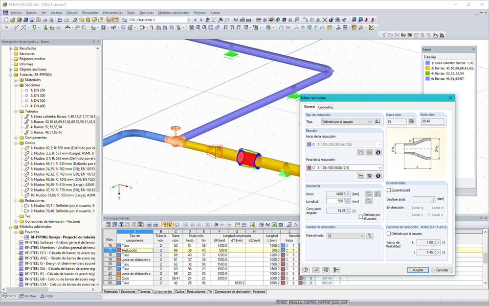 Edición de una reducción en RFEM