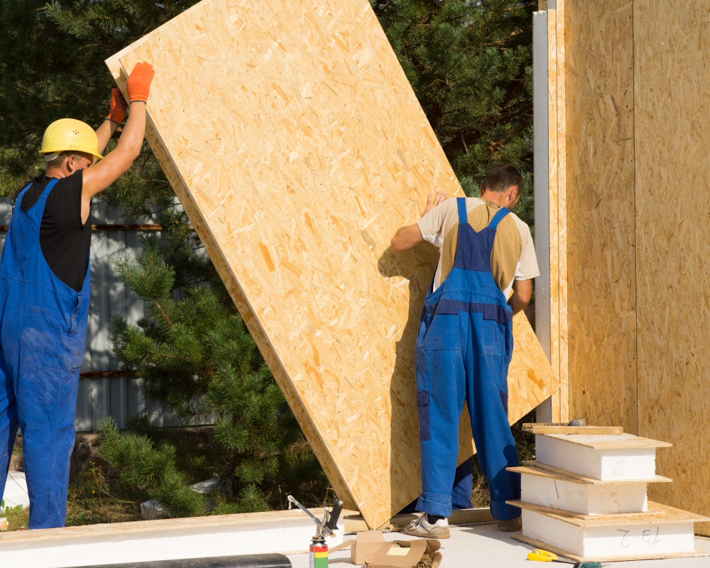 Instalación de muros compuestos por paneles de madera