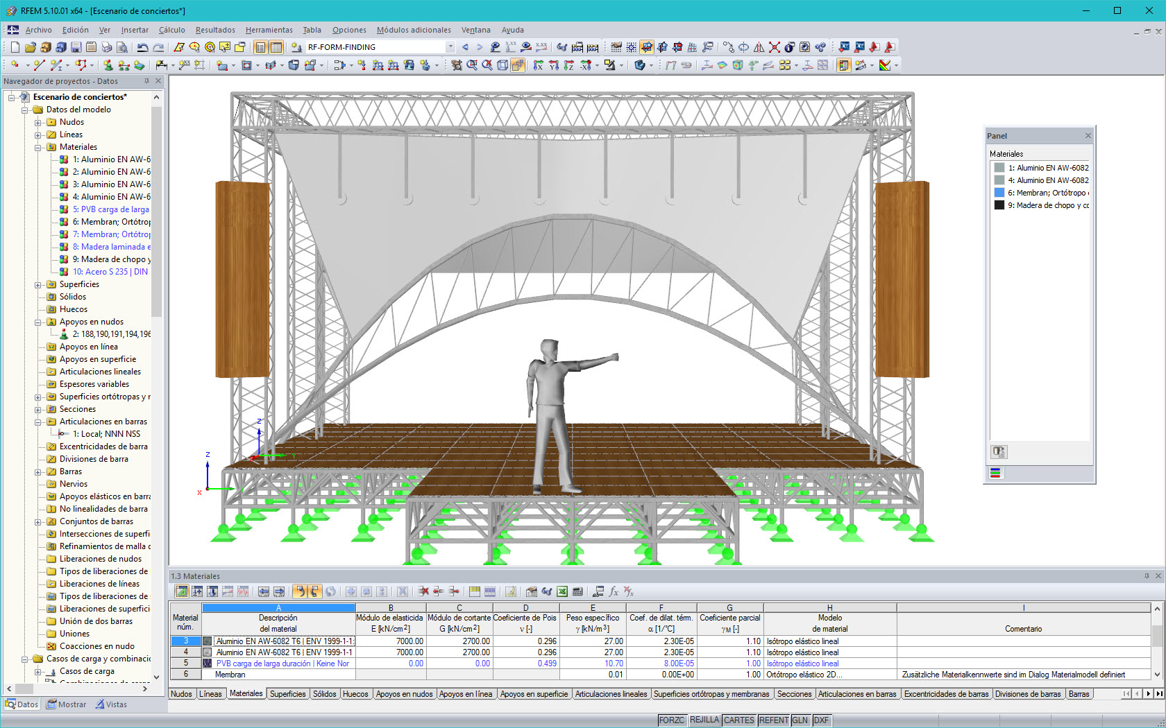 Escenario de conciertos en RFEM