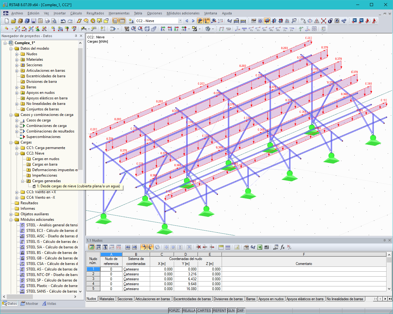 Estructura de panel solar en RSTAB