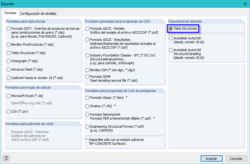 Direkter Export aus RFEM