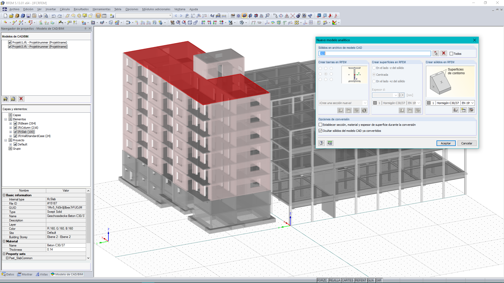 RFEM - Konvertierung IFC-Objekt in Statik-Objekt