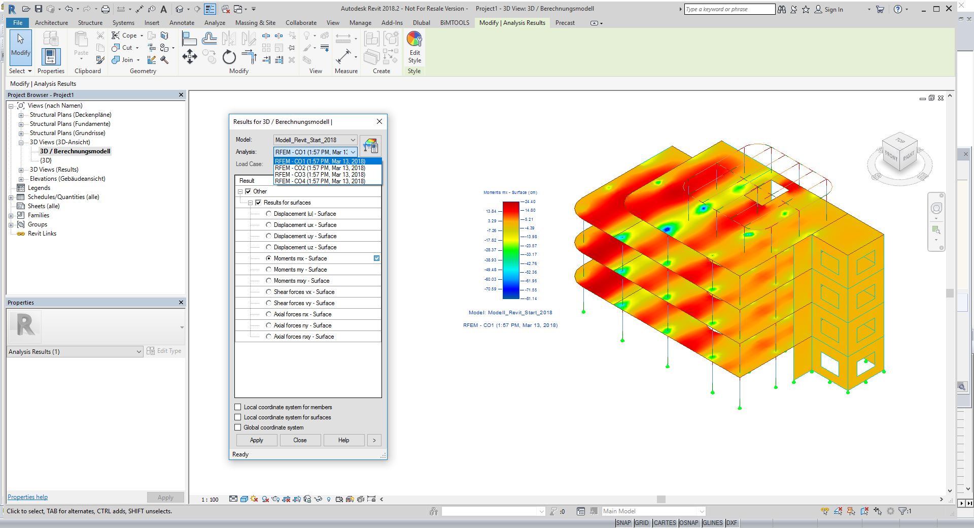 Fuerzas internas exportadas en Revit