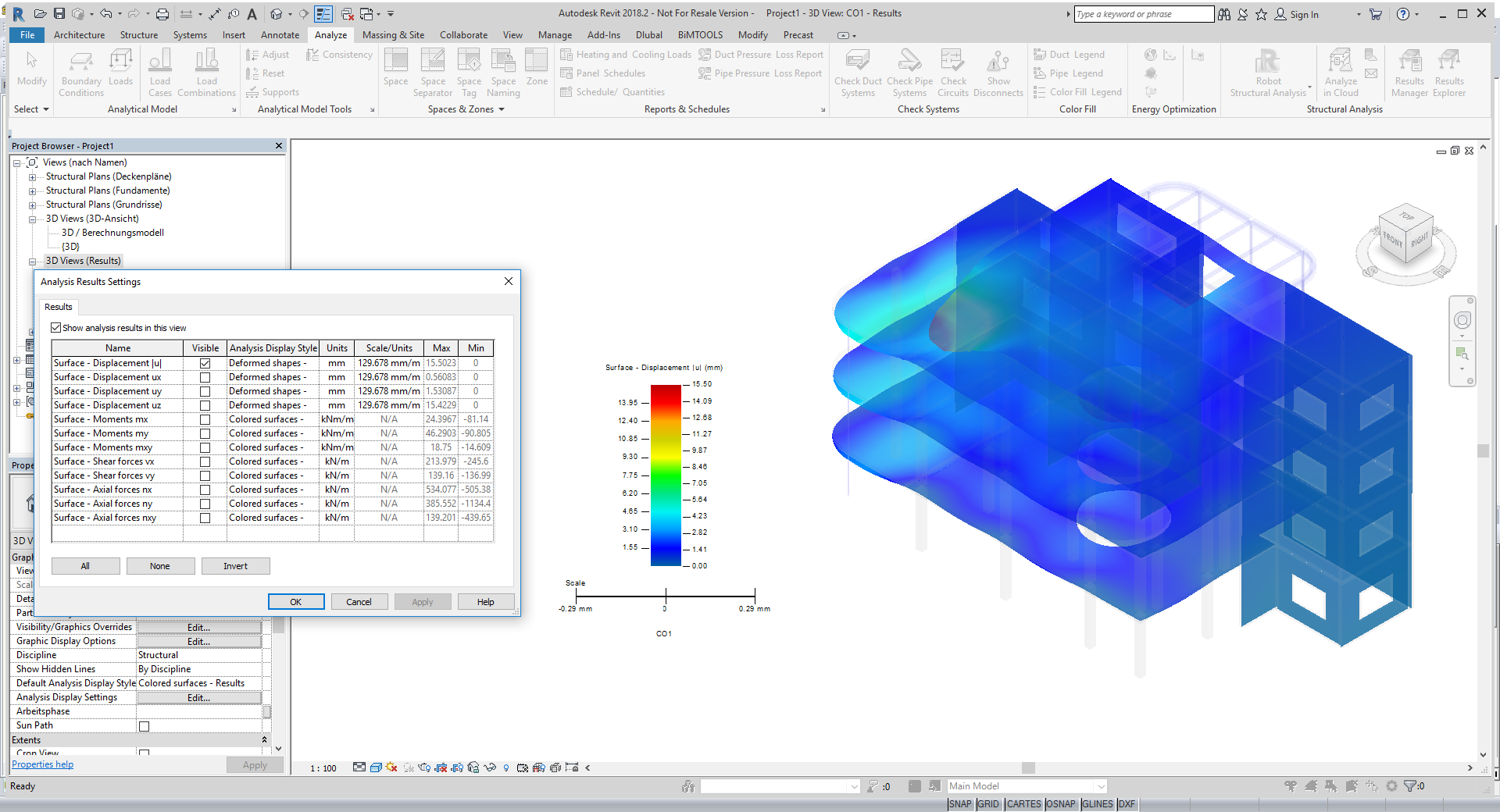 Deformaciones exportadas en Revit