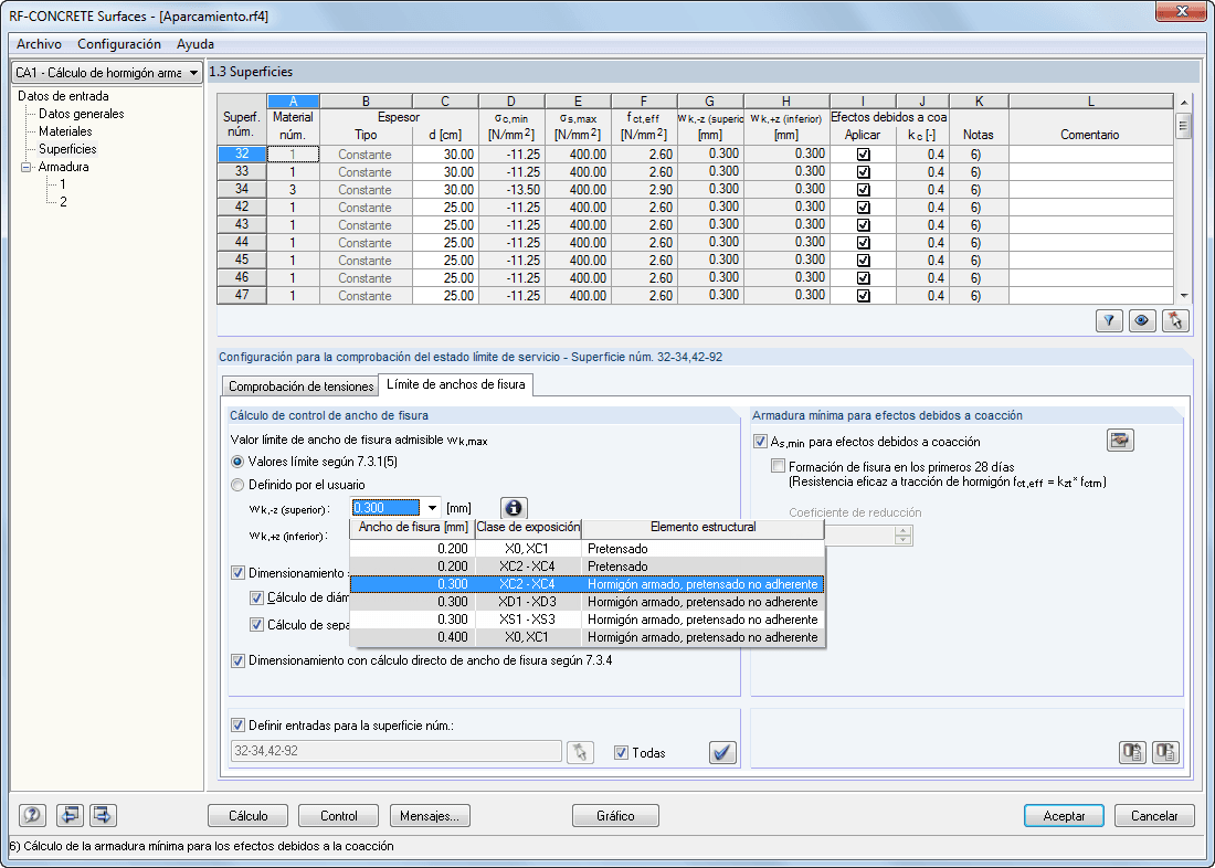 RF-BETON Flächen - 1.3 Flächen, Begrenzung der Rissbreiten