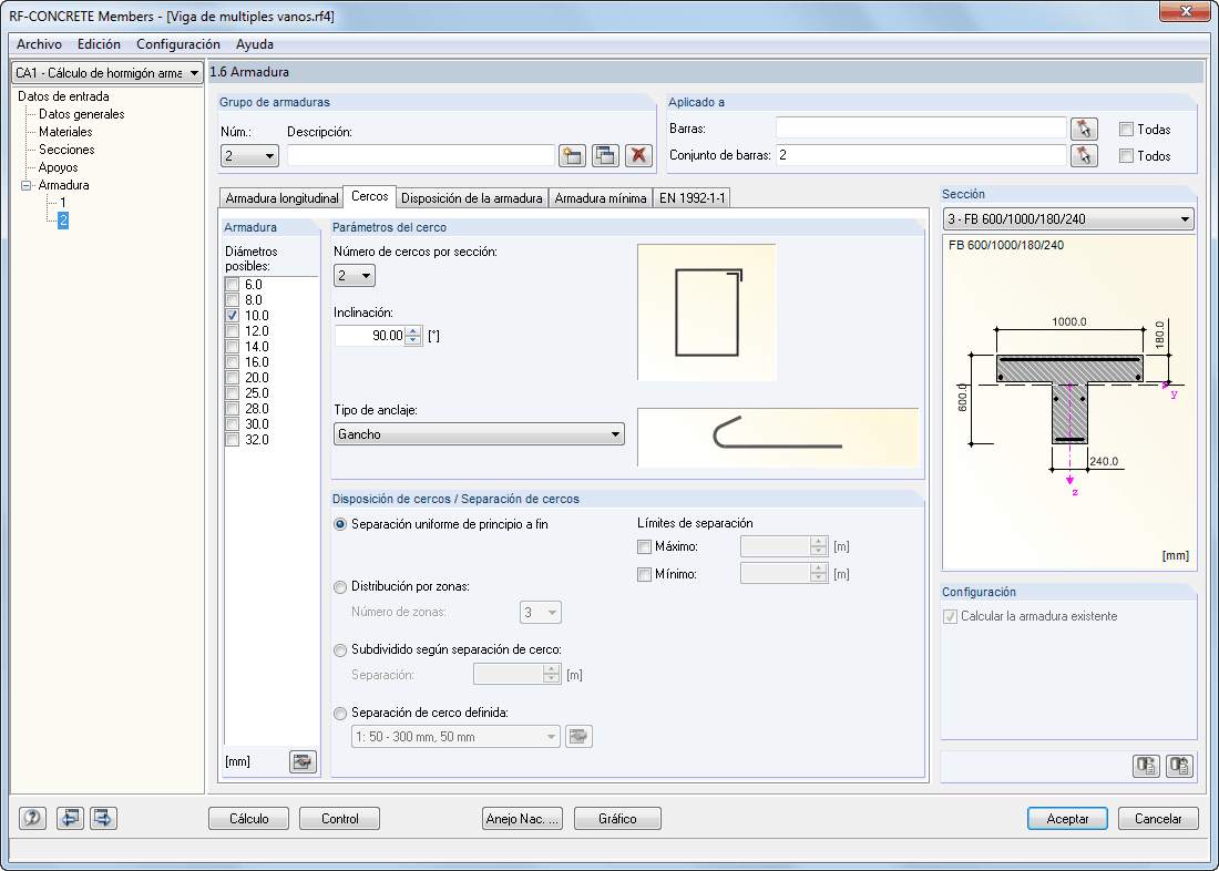 RF-BETON Stäbe - 1.5 Lager