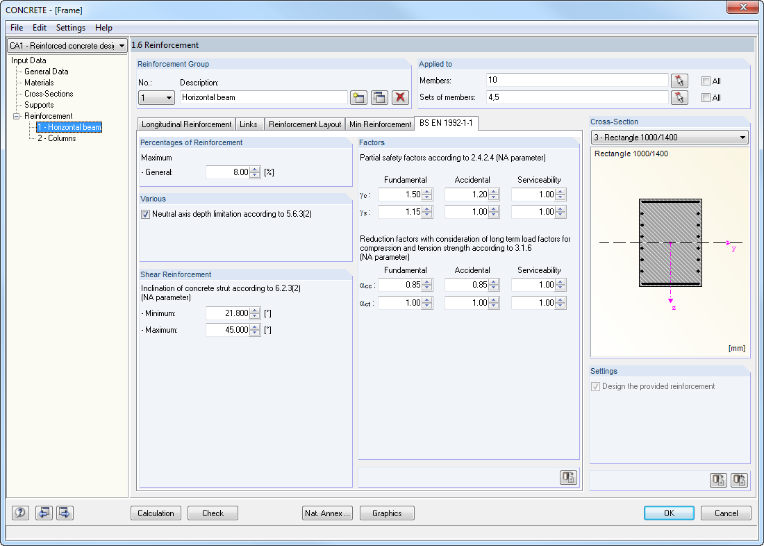 Ventana 1.6 Configuración específica de la norma