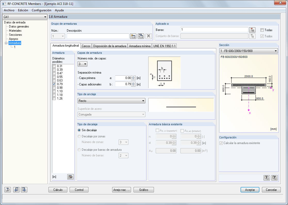 Maske 1.6 Bewehrung - Register Längsbewehrung