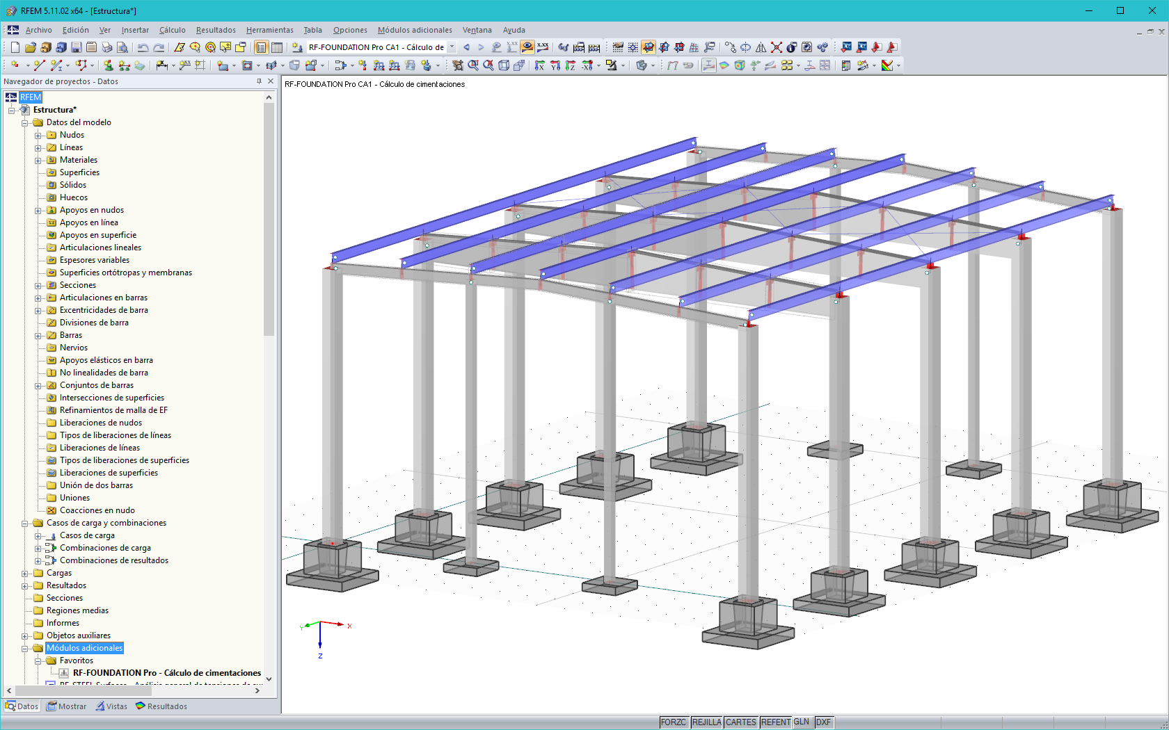 Cimentaciones en Renderizado 3D en RFEM