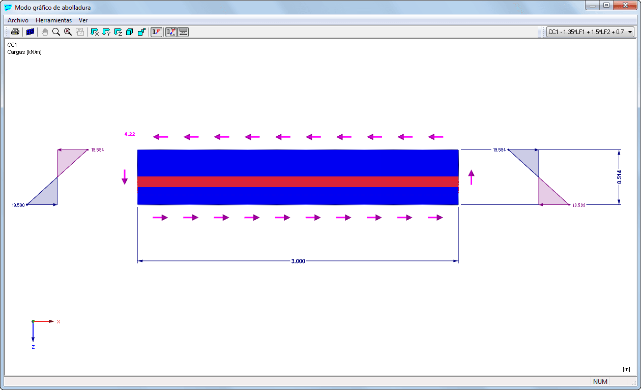 Grafik der Spannungen am Beulfeld